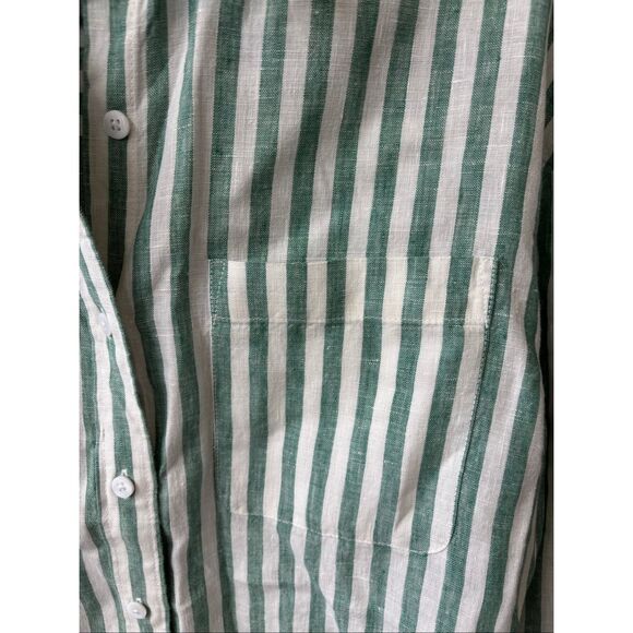 NWOT Faherty Laguna Linen Relaxed Shirt - Deep Jungle Lucy Stripe, XS $168 G5 - Picture 5 of 9